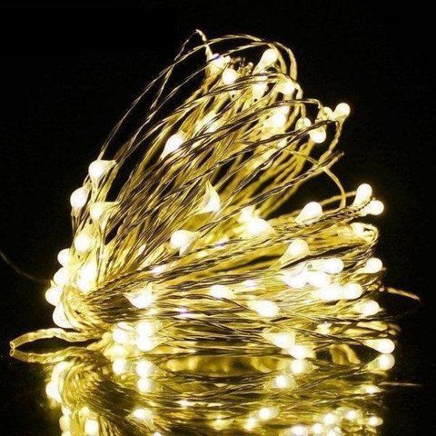 Новорічні гірлянди. Мідна дротяна лампа 100LED 10м, Колір Теплий Силіконовий дріт (7109) mu20311 фото