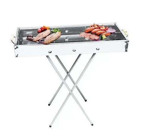 Переносний мангал барбекю гриль BARBECUE TRAY 770SS MD-008 70х30х70 см з решіткою, металевий портативний мангал 2052503 фото