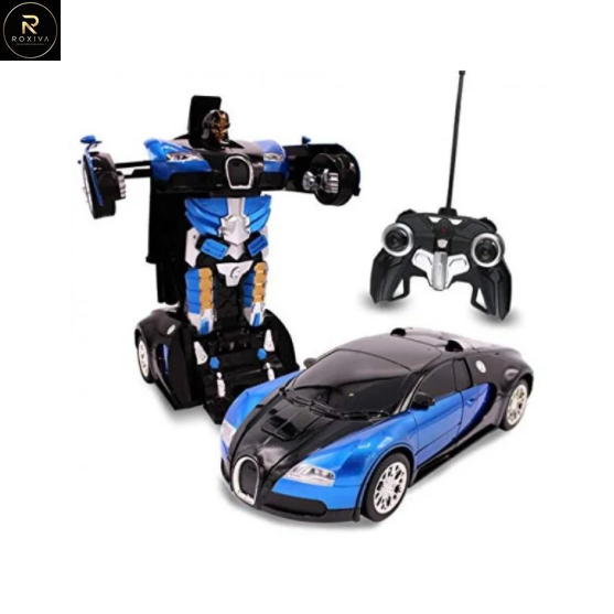 Машинка Трансформер Bugatti Size 18 см Robot Car синя з пультом pr2145777 фото