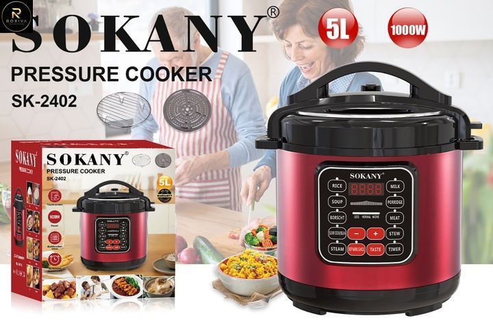Мультиварка електрична на 5 л потужністю 1000 Вт. Sokany SK-2402 Червона Скороварка на 10 програм M16704 фото
