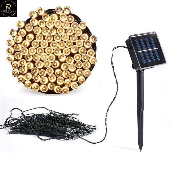Гірлянда нитка на сонячній батареї 1000 LED 100 м чорний дріт жовтий G5860 фото