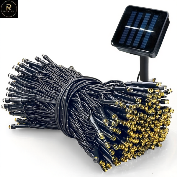Гірлянда нитка на сонячній батареї 1000 LED 100 м чорний дріт жовтий G5860 фото