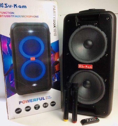 Портативна колонка Su-Kam 1010 + 2 мікрофони + BT 12v220v sp7072 фото