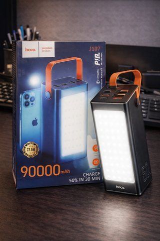 Повербанк з ліхтарем 90000mAh 22.5W Hoco J107 Super 333Wh PD20W 4xUSB/Type-C/MicroUSB J107 фото